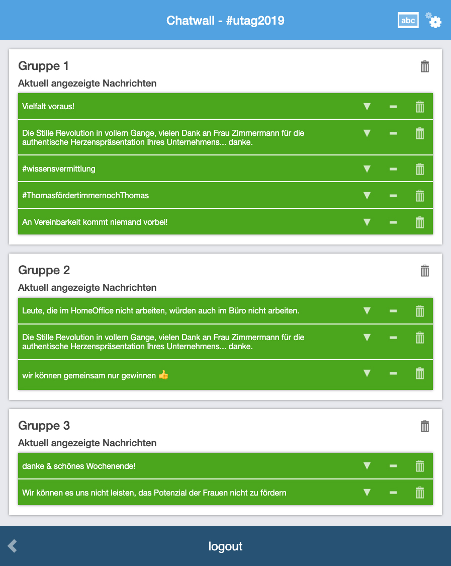 SMS Chatwall - Moderation der Inhalte