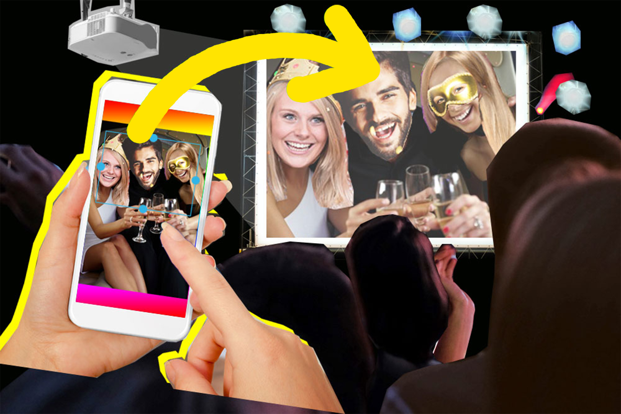 A parede virtual de fotos e mensagens de texto para eventos e festas de construção de equipas.